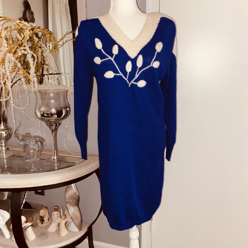 1980s purple sweater dress